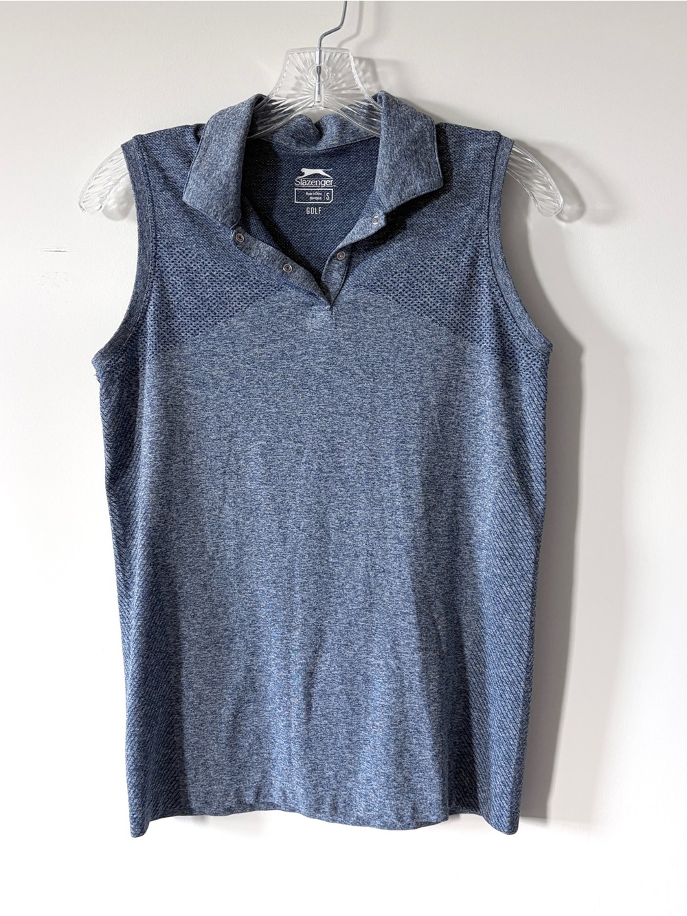 Slazenger Heather Navy Sleeveless Polo Tank